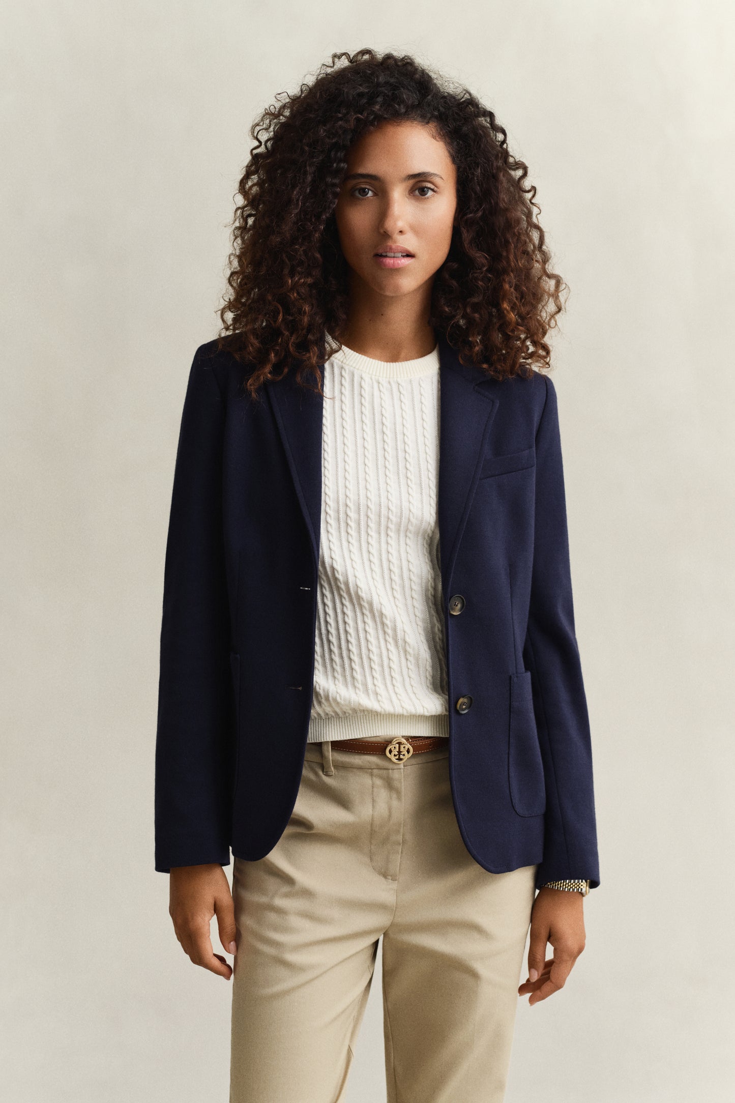 EVENING BLUE, SLIM PIQUE BLAZER, FRONT-VIEW BY GANT AU.