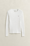 EGGSHELL, STRETCH COTTON CABLE C-NECK BY GANT AU.