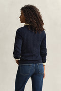 EVENING BLUE, Classic Cable Knit Sweater, BACK-VIEW BY GANT AU.