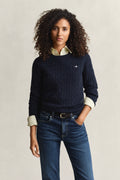 EVENING BLUE, Classic Cable Knit Sweater BY GANT AU.