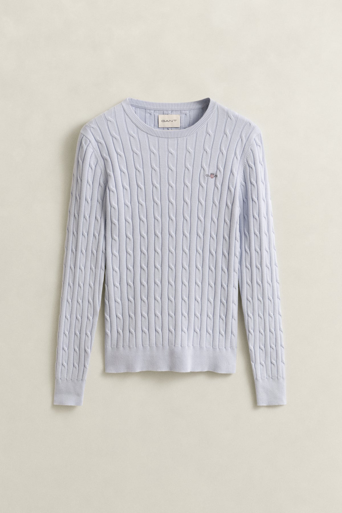 LIGHT BLUE, Classic Cable Knit Sweater, FLAT-LAY BY GANT AU.