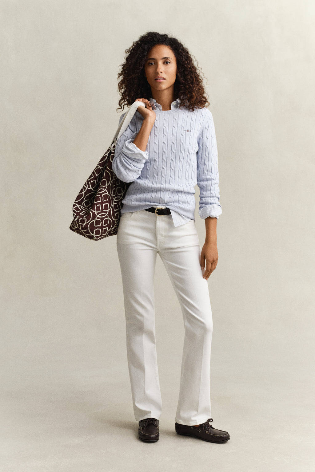 LIGHT BLUE, Classic Cable Knit Sweater BY GANT AU.