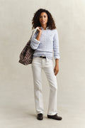 LIGHT BLUE, STRETCH COTTON CABLE C-NECK BY GANT AU.