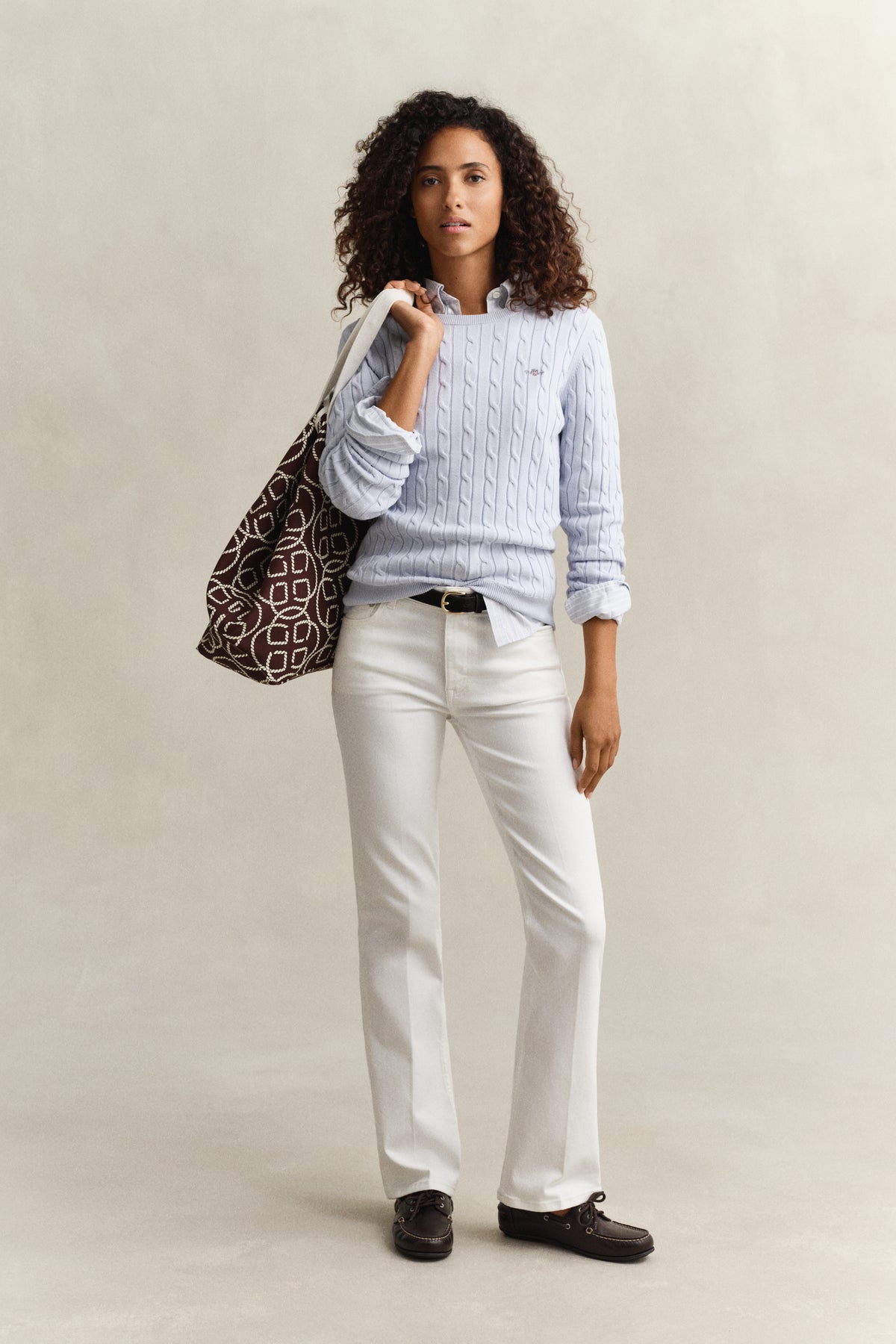 LIGHT BLUE, Classic Cable Knit Sweater BY GANT AU.