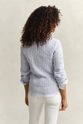 LIGHT BLUE, STRETCH COTTON CABLE C-NECK, BACK-VIEW BY GANT AU.