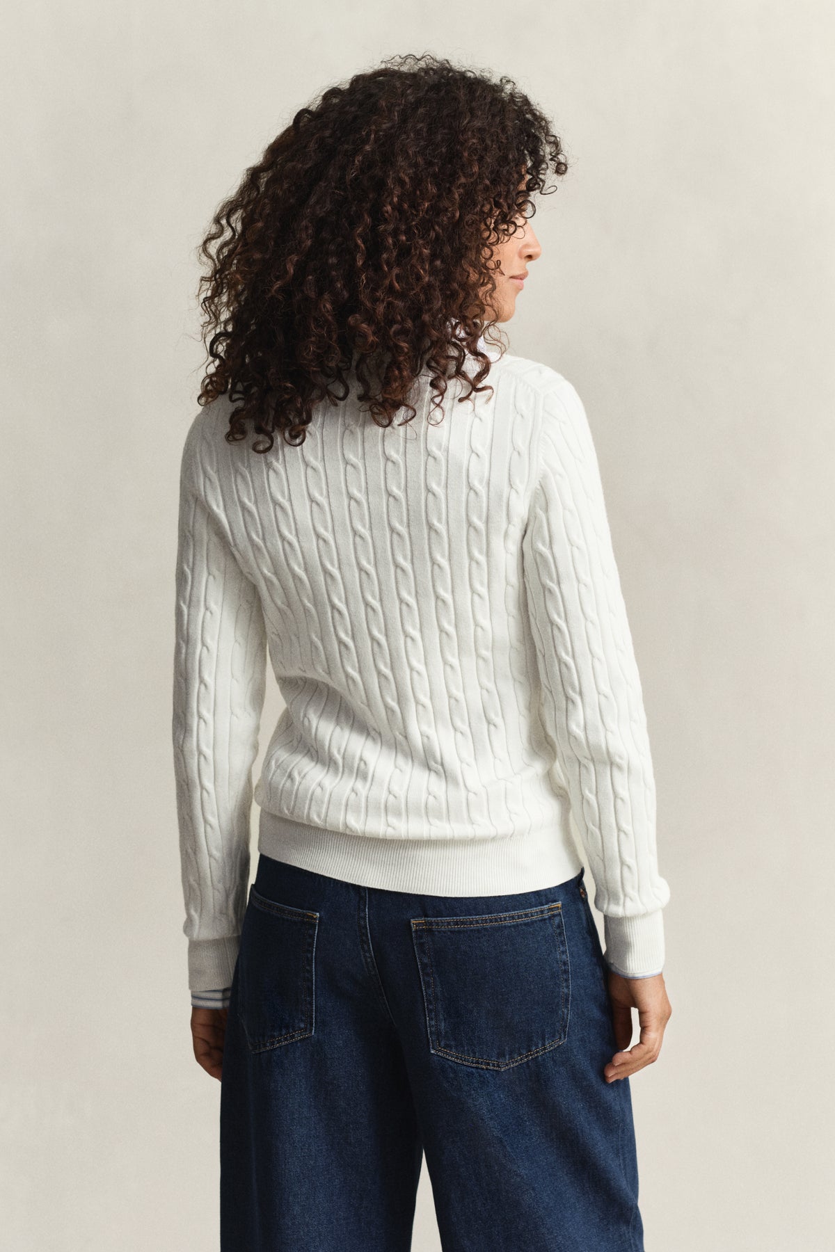 EGGSHELL, Classic Cable Knit Sweater, BACK-VIEW BY GANT AU.