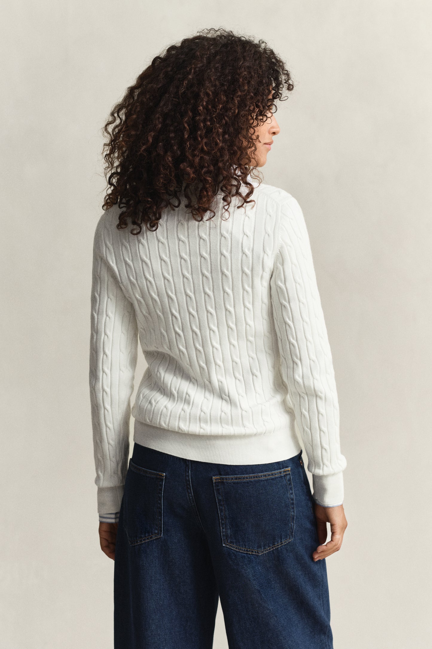 EGGSHELL, Classic Cable Knit Sweater, BACK-VIEW BY GANT AU.