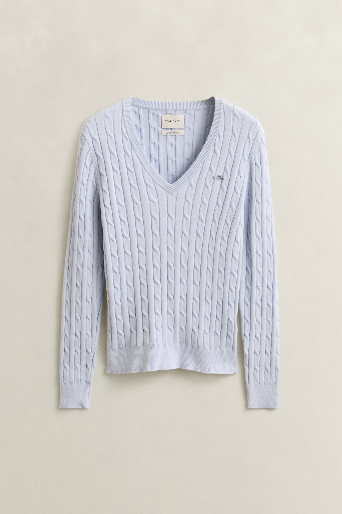 LIGHT BLUE, Classic Cable Knit Sweater, FLAT-LAY BY GANT AU.