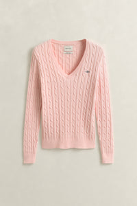 APRICOT PINK, Classic Cable Knit Sweater, FRONT-VIEW BY GANT AU.