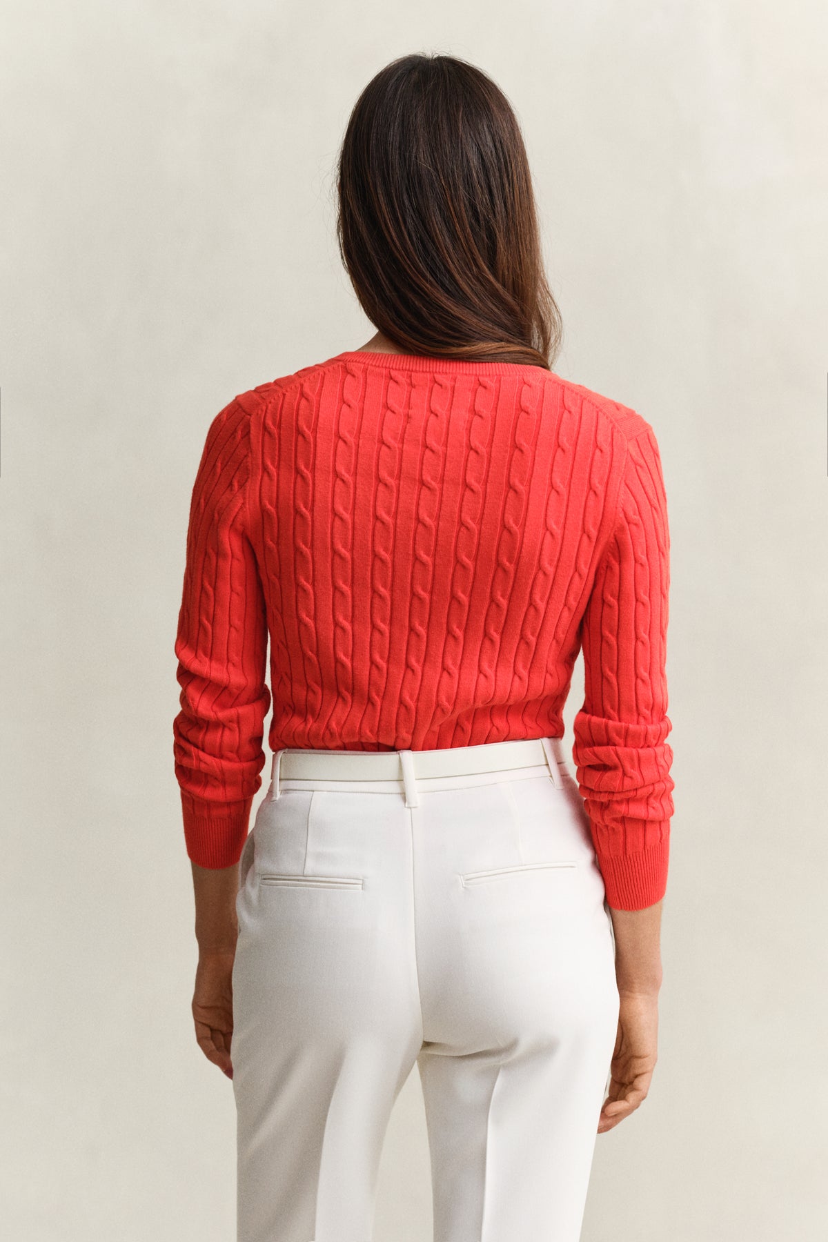 PERFECT RED, Classic Cable Knit Sweater, BACK-VIEW BY GANT AU.