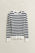 EGGSHELL, STRETCH COTTON CABLE STRIPE C-NECK, FLAT-LAY BY GANT AU.