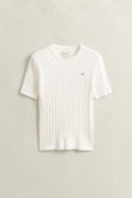 EGGSHELL, STRETCH COTTON CABLE SS C-NECK, FLAT-LAY BY GANT AU.