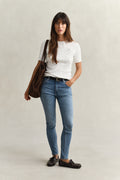 EGGSHELL, STRETCH COTTON CABLE SS C-NECK BY GANT AU.