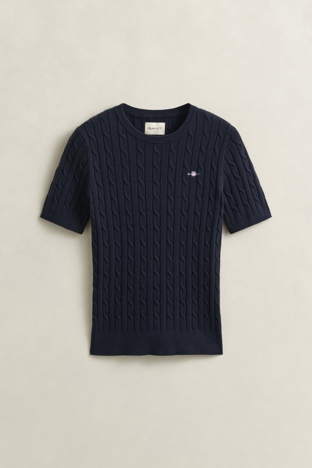 EVENING BLUE, Stretch Cable Knit Sweater, FLAT-LAY BY GANT AU.