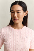 APRICOT PINK, Stretch Cable Knit Sweater, CLOSE-UP BY GANT AU.