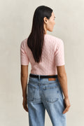 APRICOT PINK, Stretch Cable Knit Sweater, BACK-VIEW BY GANT AU.