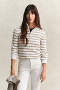 OAT BEIGE, STRETCH COTTON CABLE STRIPE HZ, FRONT-VIEW BY GANT AU.
