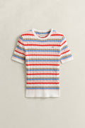 MULTICOLOR, STRETCH COTTON CABLE STRIPE SS, FLAT-LAY BY GANT AU.