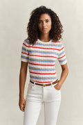 MULTICOLOR, STRETCH COTTON CABLE STRIPE SS, FRONT-VIEW BY GANT AU.