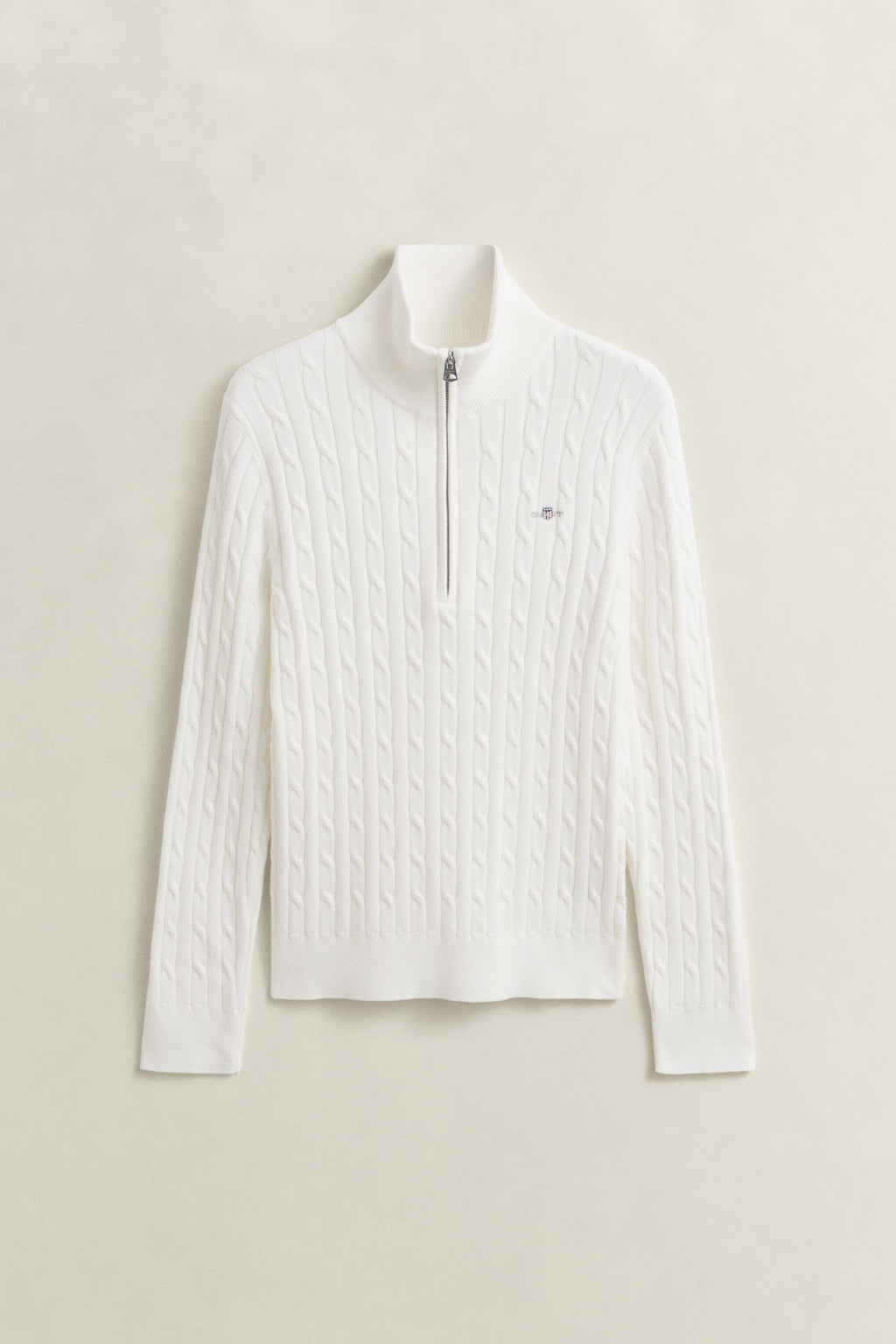 EGGSHELL, Stretch Cable Half-Zip Sweater, FLAT-LAY BY GANT AU.