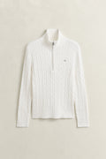 EGGSHELL, Stretch Cable Half-Zip Sweater, FLAT-LAY BY GANT AU.