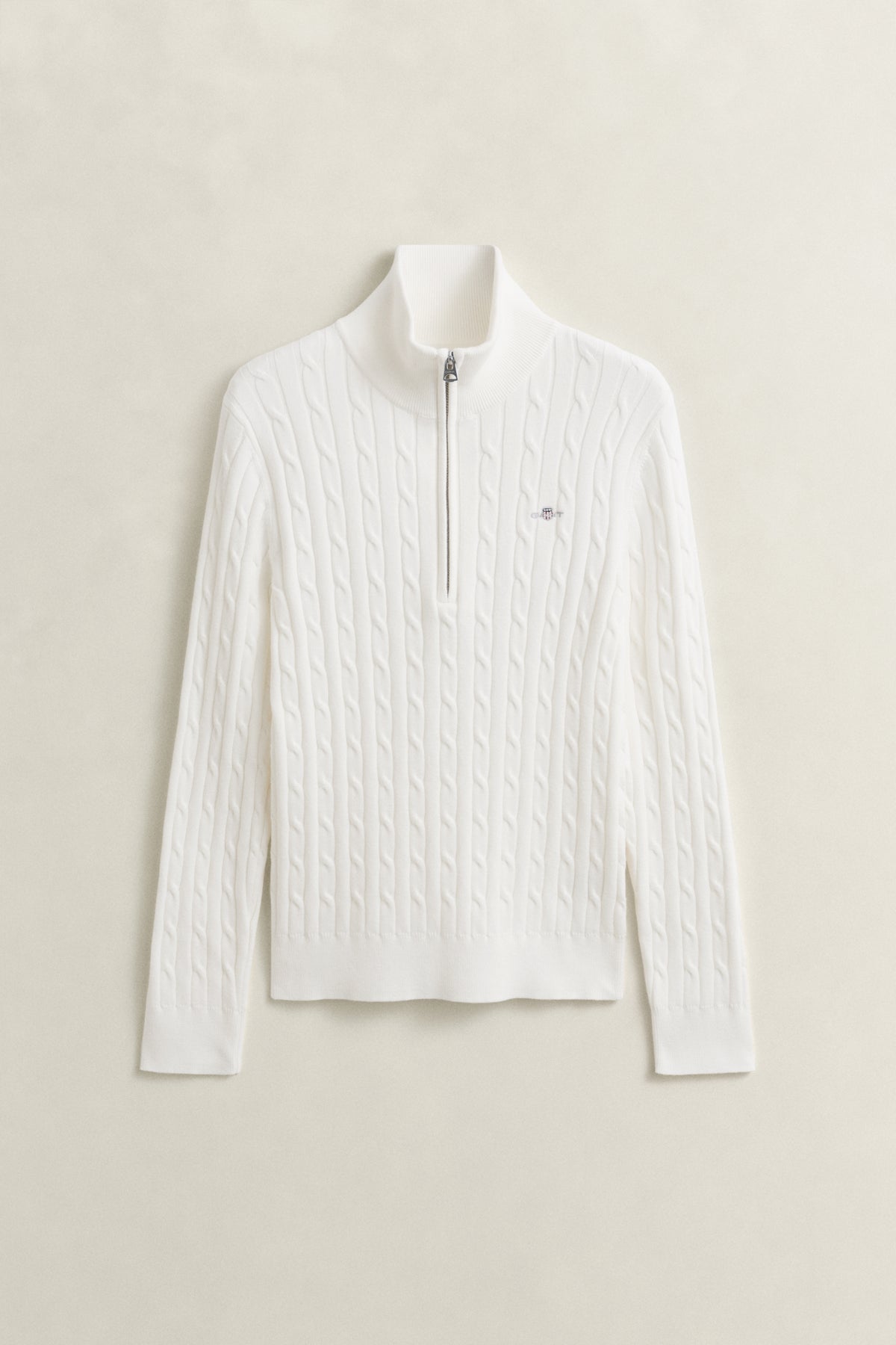 EGGSHELL, Stretch Cable Half-Zip Sweater, FLAT-LAY BY GANT AU.