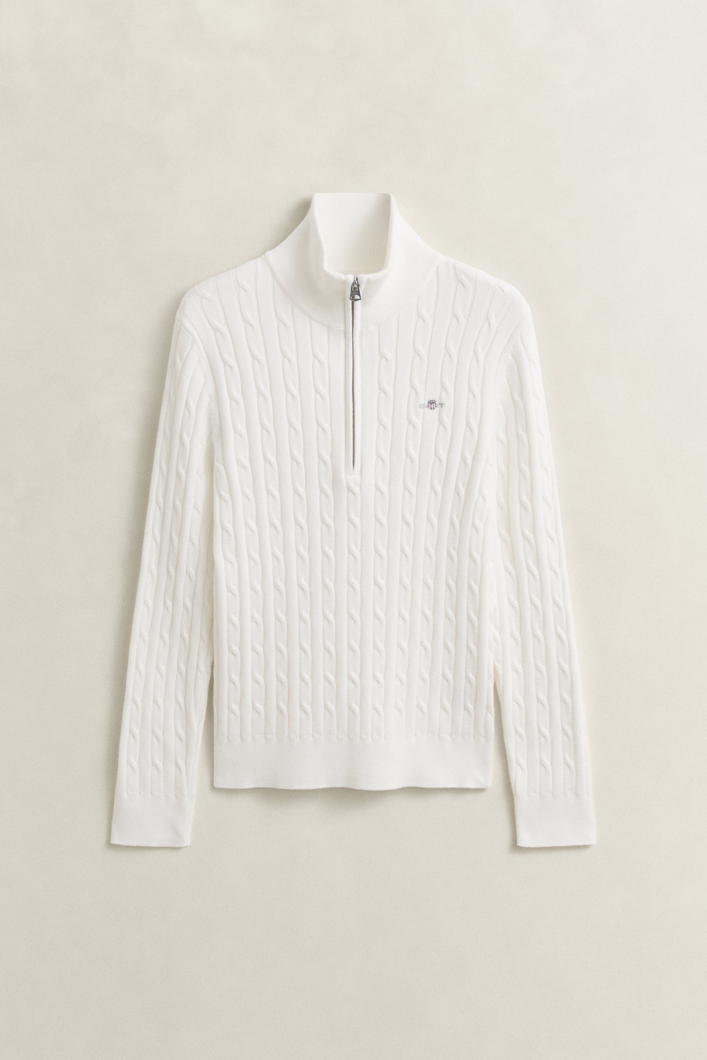 EGGSHELL, Stretch Cable Half-Zip Sweater, FLAT-LAY BY GANT AU.