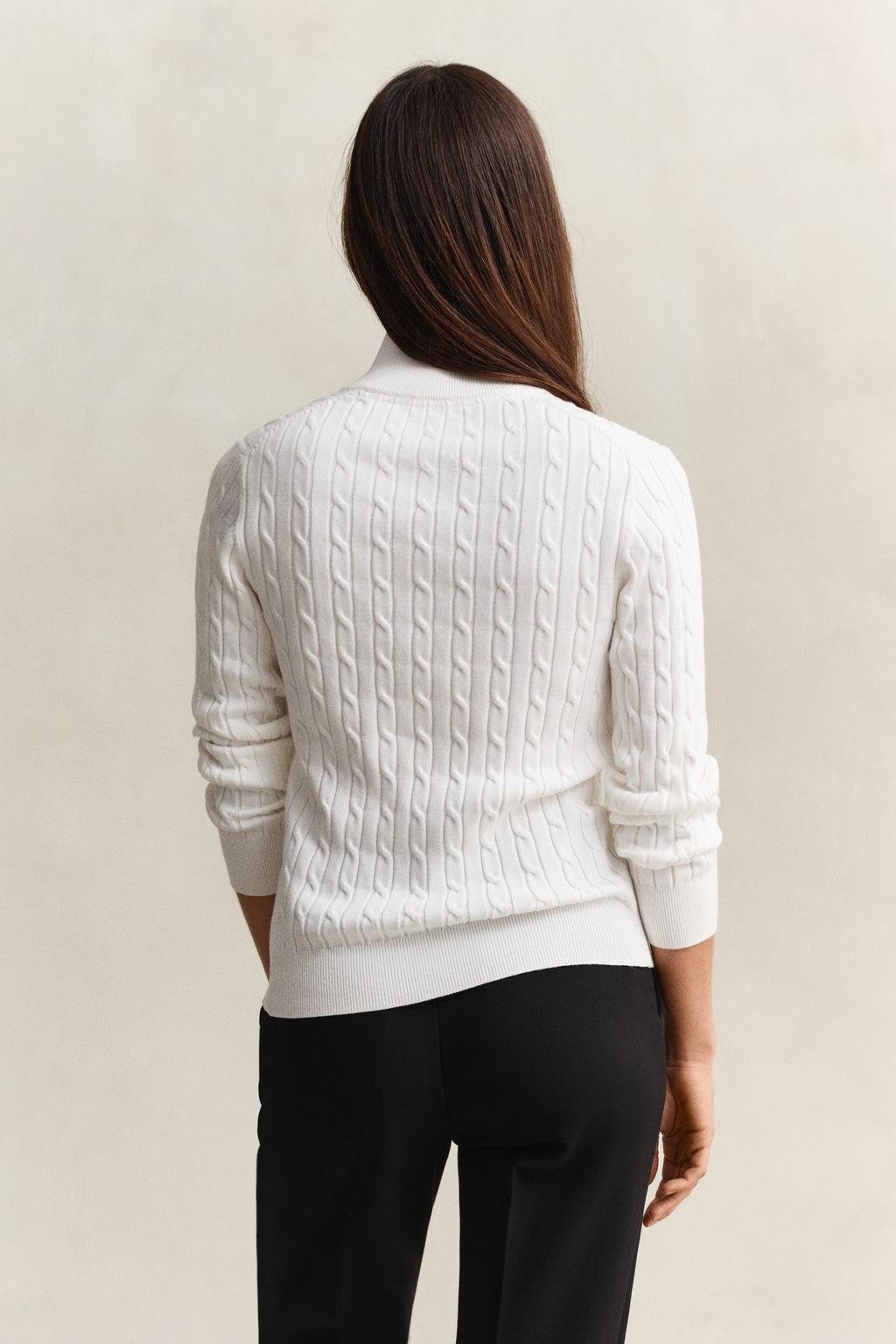 EGGSHELL, Stretch Cable Half-Zip Sweater, BACK-VIEW BY GANT AU.