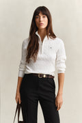 EGGSHELL, Stretch Cable Half-Zip Sweater, FRONT-VIEW BY GANT AU.