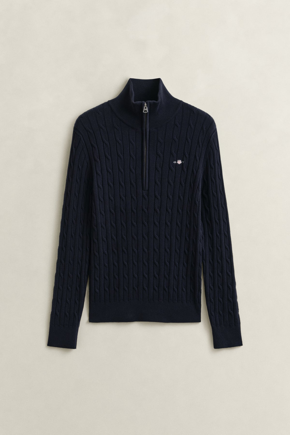 EVENING BLUE, Stretch Cable Half-Zip Sweater, FLAT-LAY BY GANT AU.