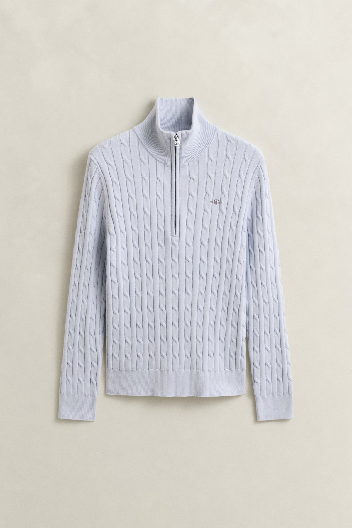 LIGHT BLUE, Stretch Cable Half-Zip Sweater, FLAT-LAY BY GANT AU.