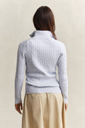 LIGHT BLUE, STRETCH COTTON CABLE HALF-ZIP, BACK-VIEW BY GANT AU.