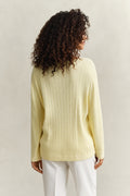 VANILLA YELLOW, CABLE KNIT V-NECK, BACK-VIEW BY GANT AU.