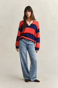 PERFECT RED, STRIPED COTTON RUGGER BY GANT AU.
