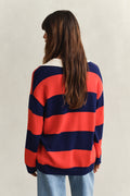 PERFECT RED, STRIPED COTTON RUGGER, BACK-VIEW BY GANT AU.
