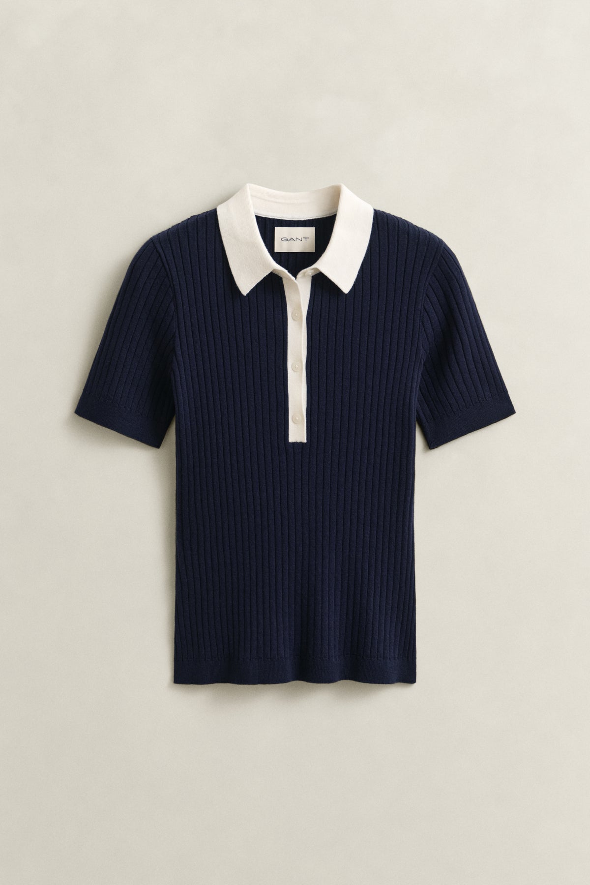 EVENING BLUE, RIB KNIT SS RUGGER, FLAT-LAY BY GANT AU.