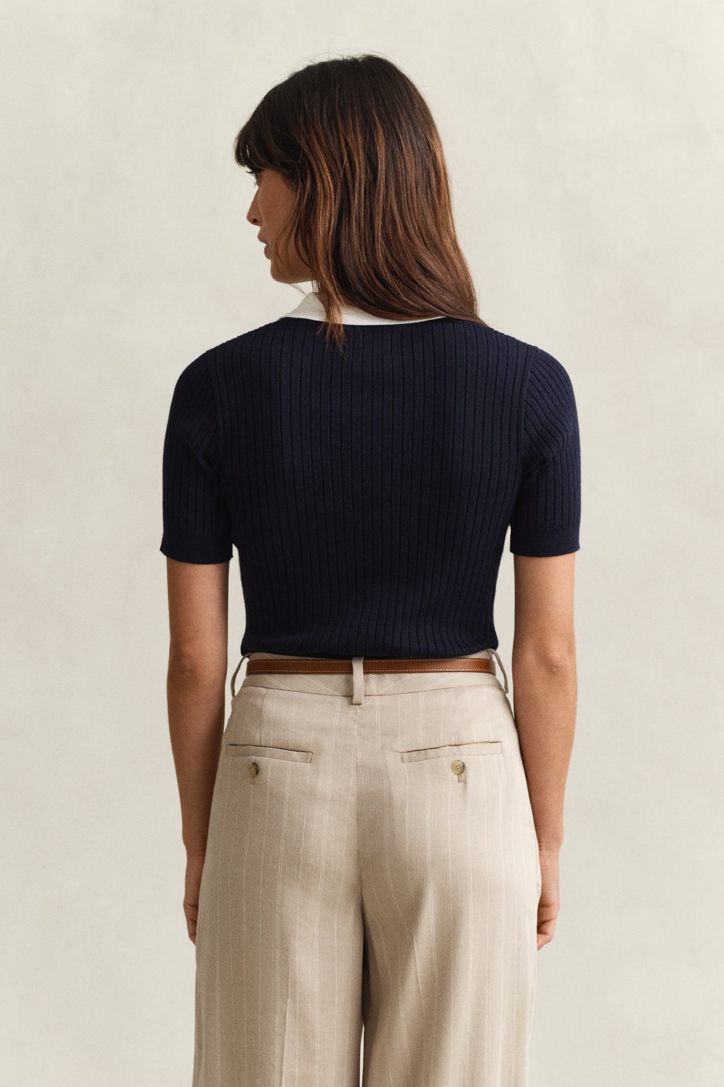 EVENING BLUE, RIB KNIT SS RUGGER, BACK-VIEW BY GANT AU.