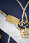 EVENING BLUE, CHAIN PRINT SILK SCARF, CLOSE-UP BY GANT AU.
