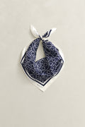 EVENING BLUE, MONOGRAM PRINT SILK SCARF, FLAT-LAY BY GANT AU.