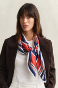 PERFECT RED, NAUTICAL STRIPE PRINT SILK SCARF BY GANT AU.