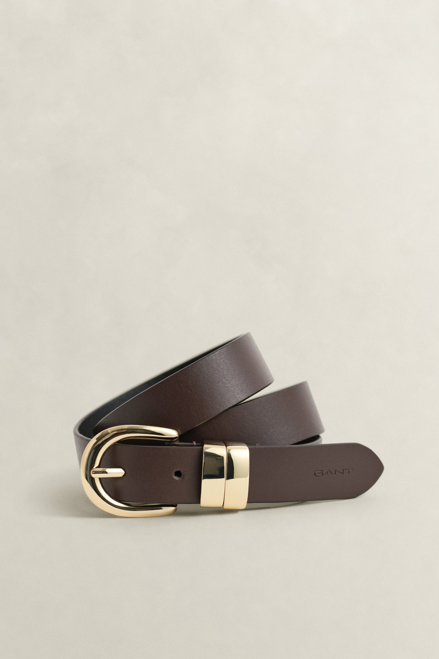 SOIL BROWN, Chunky Keeper Leather Belt BY GANT AU.