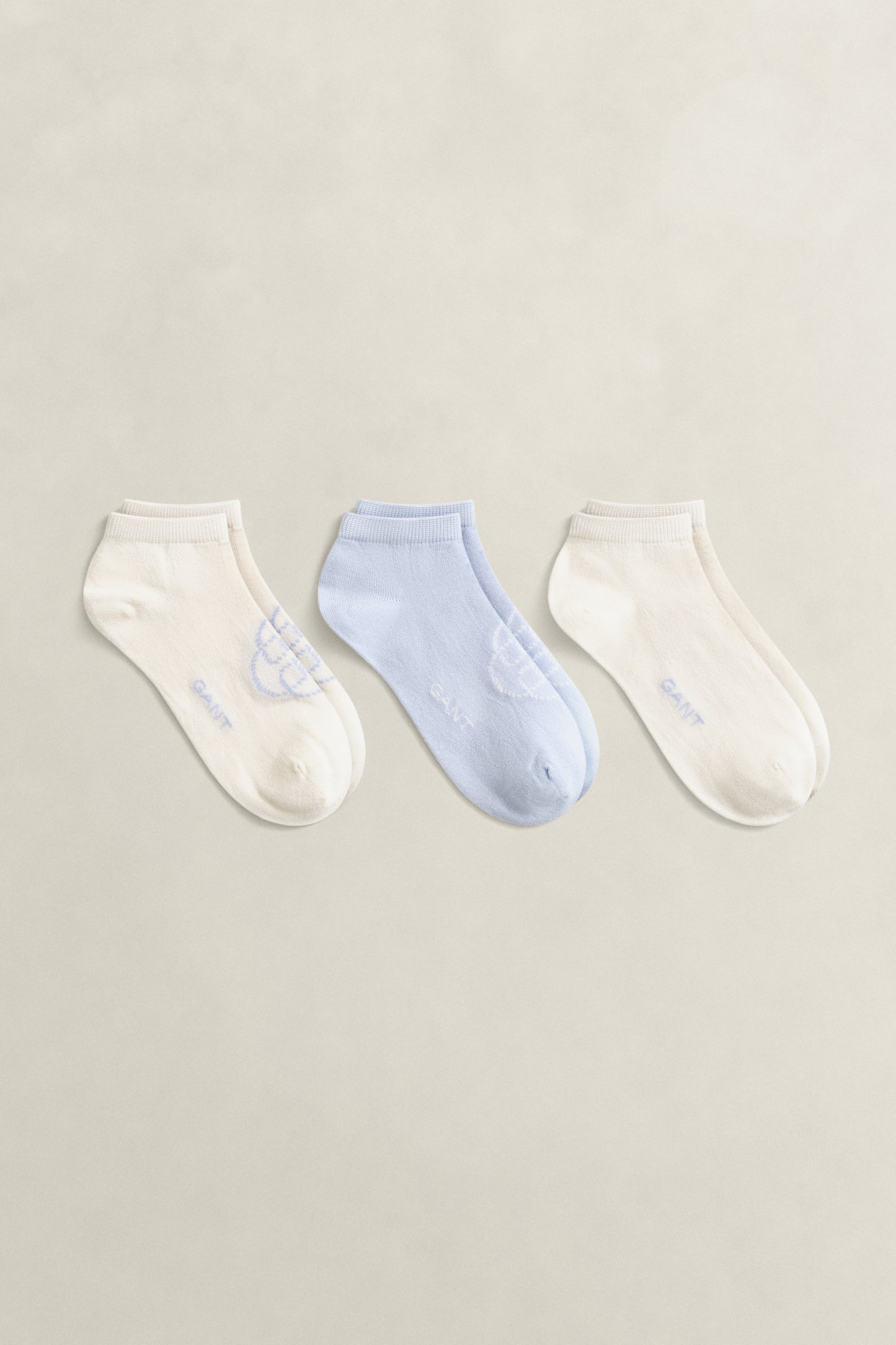 LIGHT BLUE, MONOGRAM ANKLE SOCKS 3-PACK BY GANT AU.