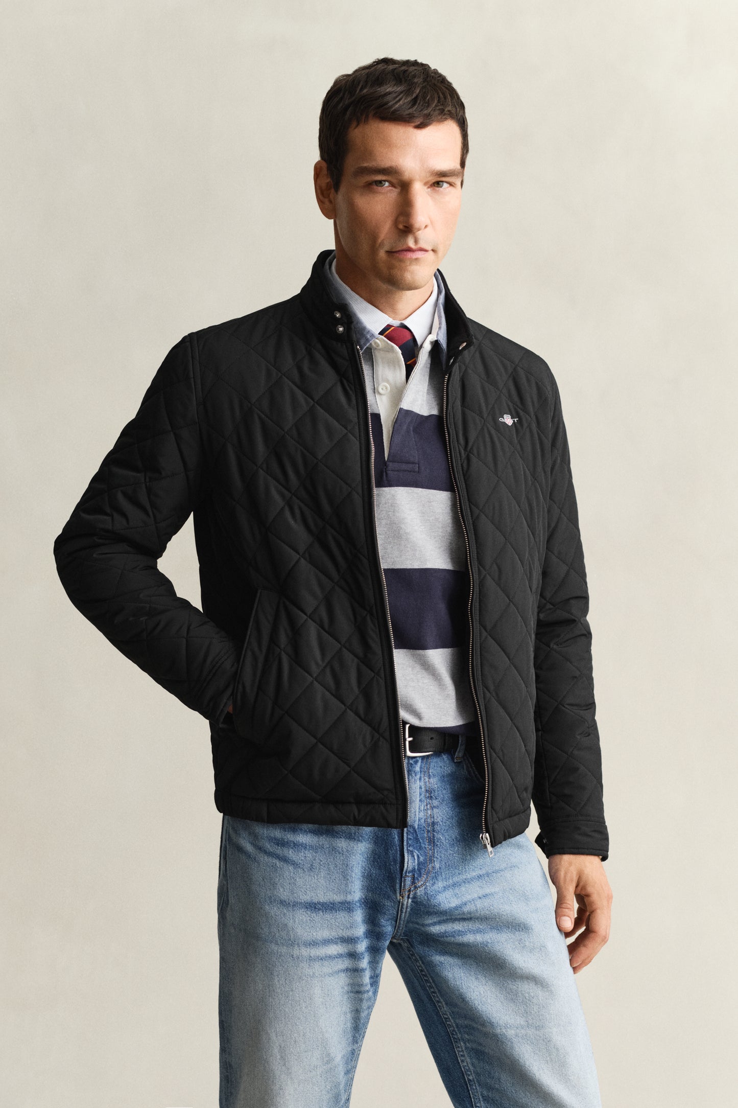 BLACK, QUILTED WINDCHEATER BY GANT AU.