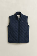 EVENING BLUE, QUILTED WINDCHEATER VEST, FRONT-VIEW BY GANT AU.