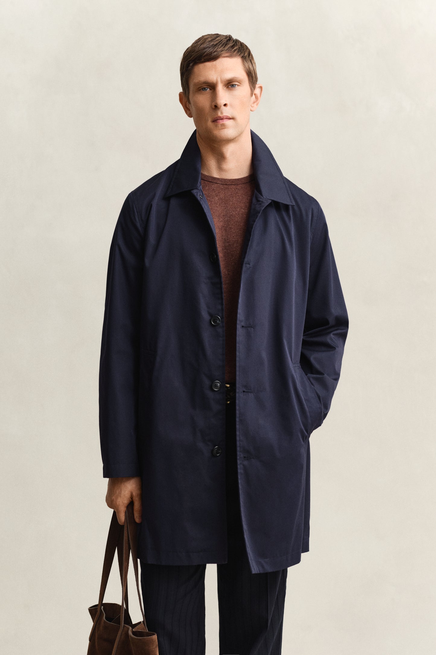 EVENING BLUE, COTTON BLEND CAR COAT, FRONT-VIEW BY GANT AU.