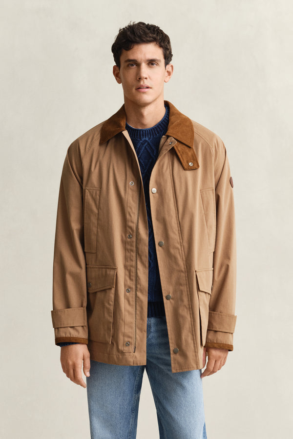 WARM KHAKI, FIELD DECKER JACKET, FRONT-VIEW BY GANT AU.