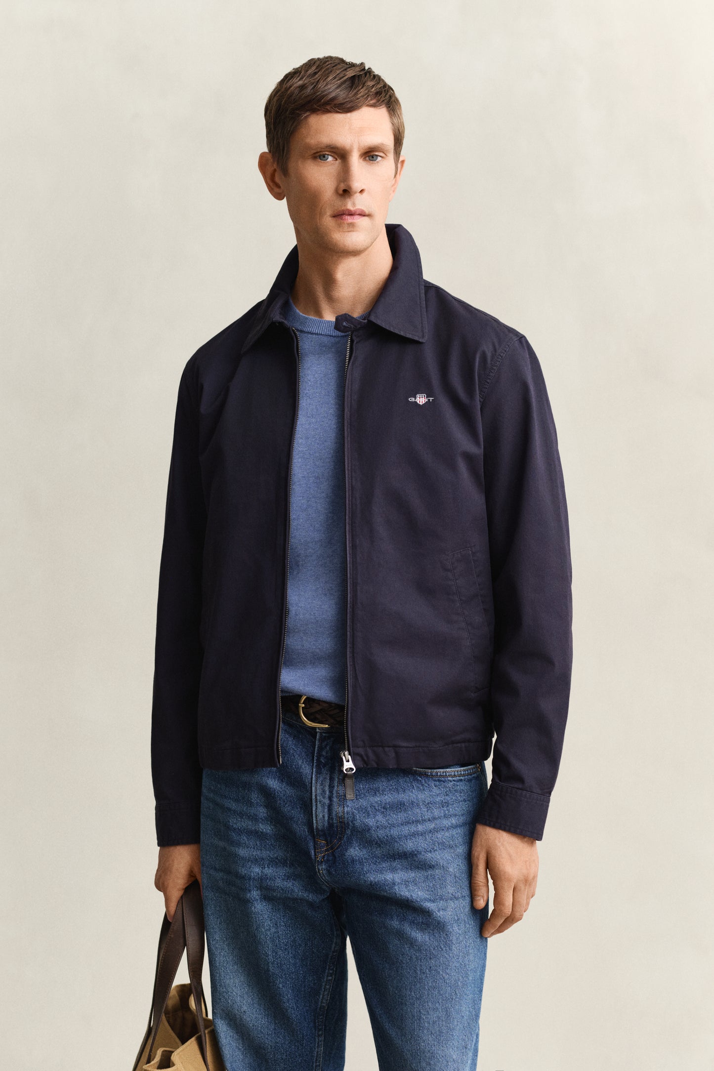 EVENING BLUE, COTTON WINDCHEATER JACKET, FRONT-VIEW BY GANT AU.