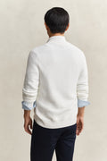 EGGSHELL, COTTON TEXTURE ZIPPED CARDIGAN, BACK-VIEW BY GANT AU.