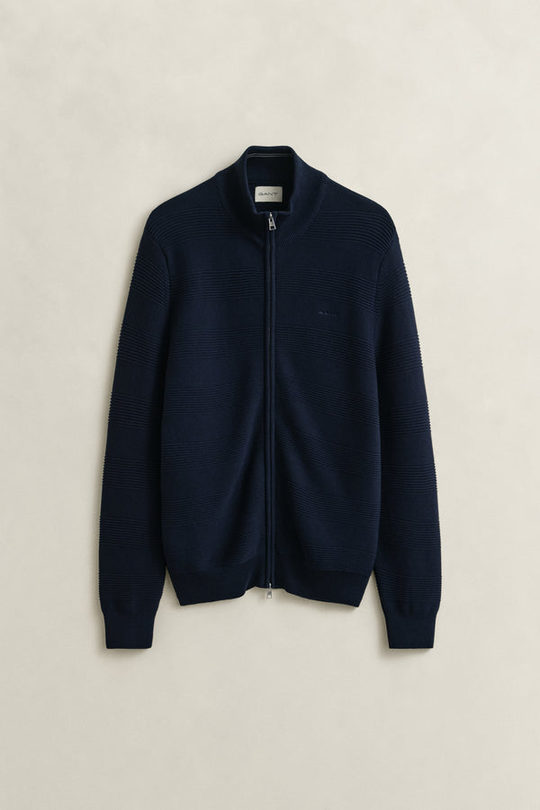 Textured Cotton Zip Cardigan