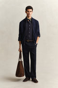 EVENING BLUE, COTTON TEXTURE ZIPPED CARDIGAN BY GANT AU.
